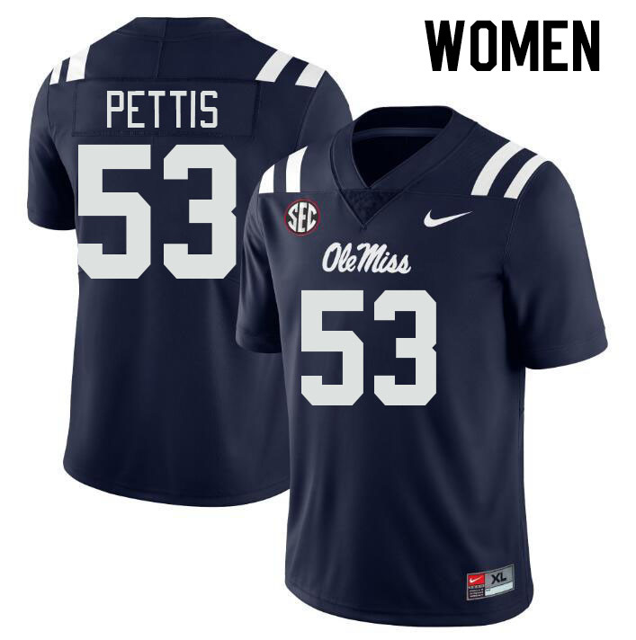 Women #53 Cephas Pettis Ole Miss Rebels College Football Jerseyes Stitched Sale-Navy